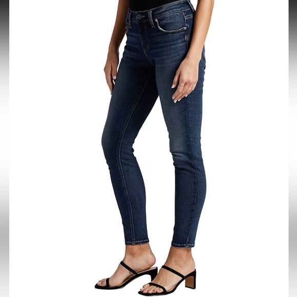 Silver Jeans Elyse Skinny Dark Wash Indigo Stretch Denim Size 27 NEW! - Picture 2 of 16